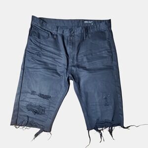 Smoke Rise Mens Black Distressed Denim Cut-Off Bermuda Shorts‎ Size 38 Inseam 13